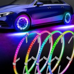 15.5inch Wheel Lights for Truck Single Row Dancing/Chasing Color Wheel Ring Light, Wheel Rim Lights with APP & Remote