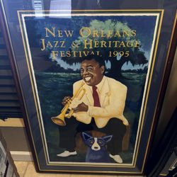 Blue Dog Louis Armstrong Framed Numbered