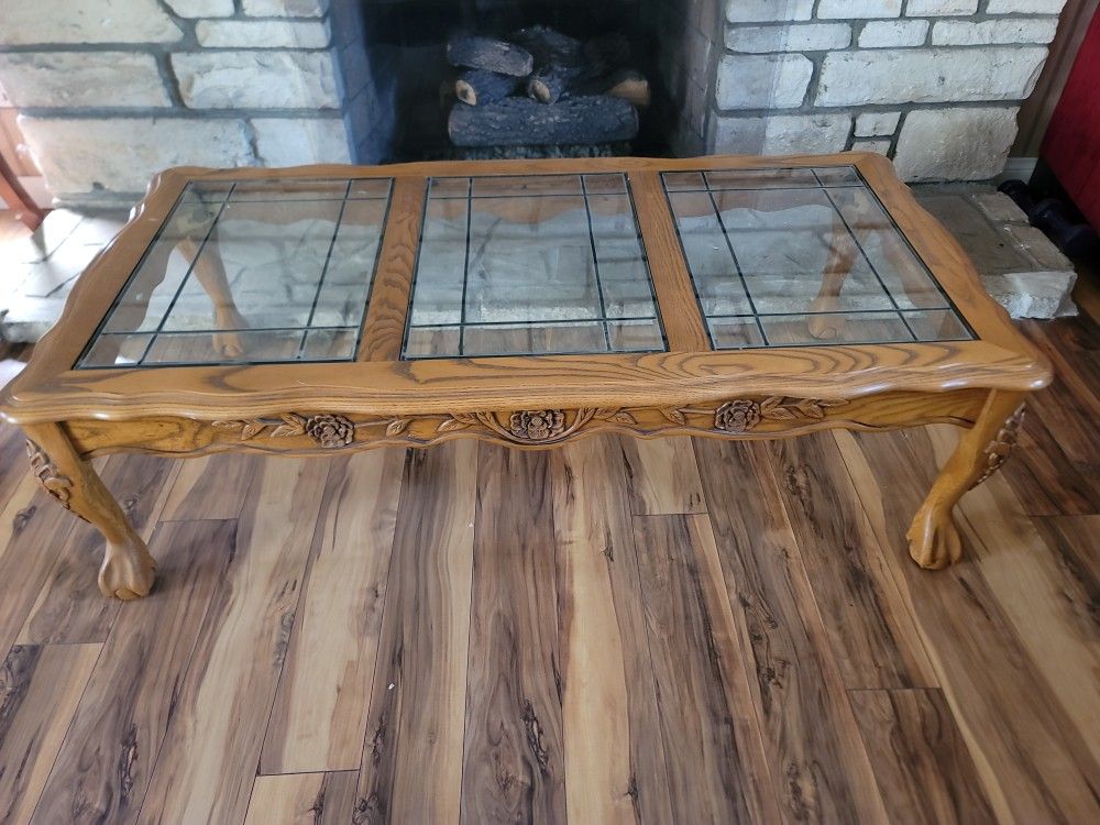 Carved Wood Coffee Table 54x28x16