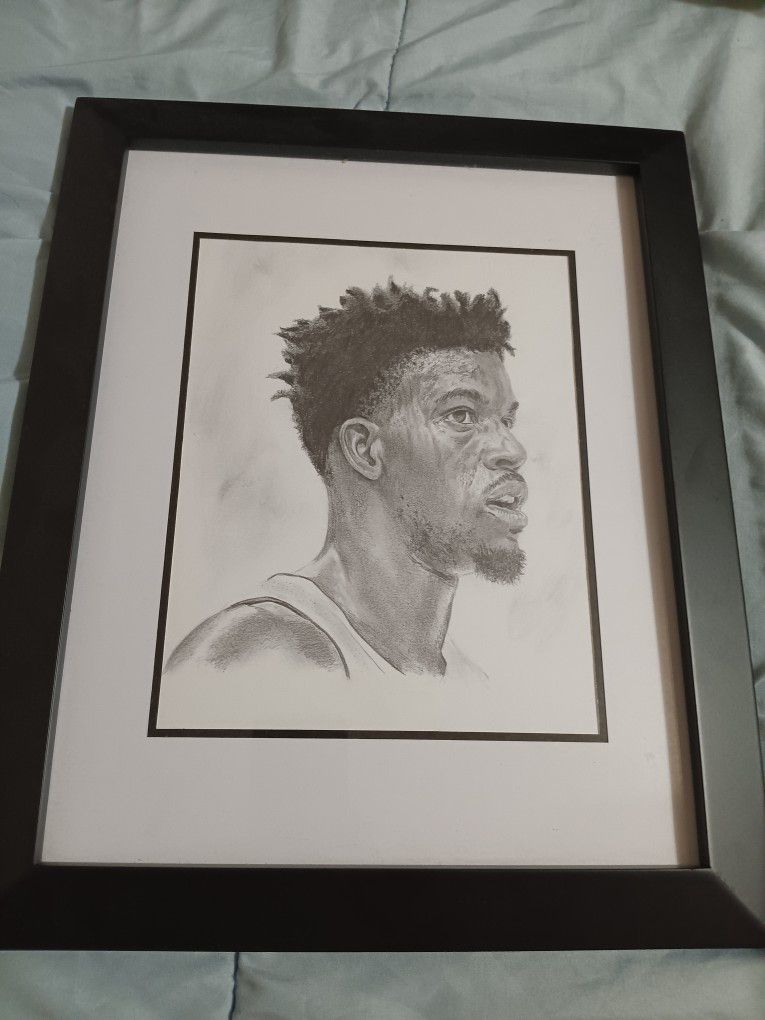 Jimmy Butler Miami Heat NBA Drawing(framed)