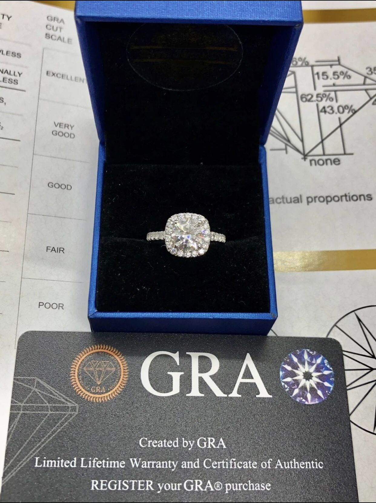 2ct Moissanite Diamond Ring With Certificate