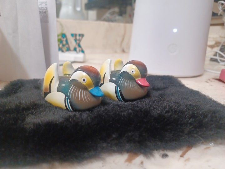Pair Of Korean Traditional Decorative Marble Mandarin Ducks