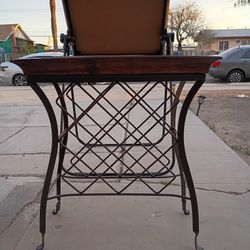 Iron Table With Wood Top Tray
