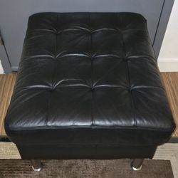 Leather Black Ottoman