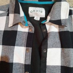 ORVIS BRAND BLACK & WHITE CHECKED SHIRT/JACKET
