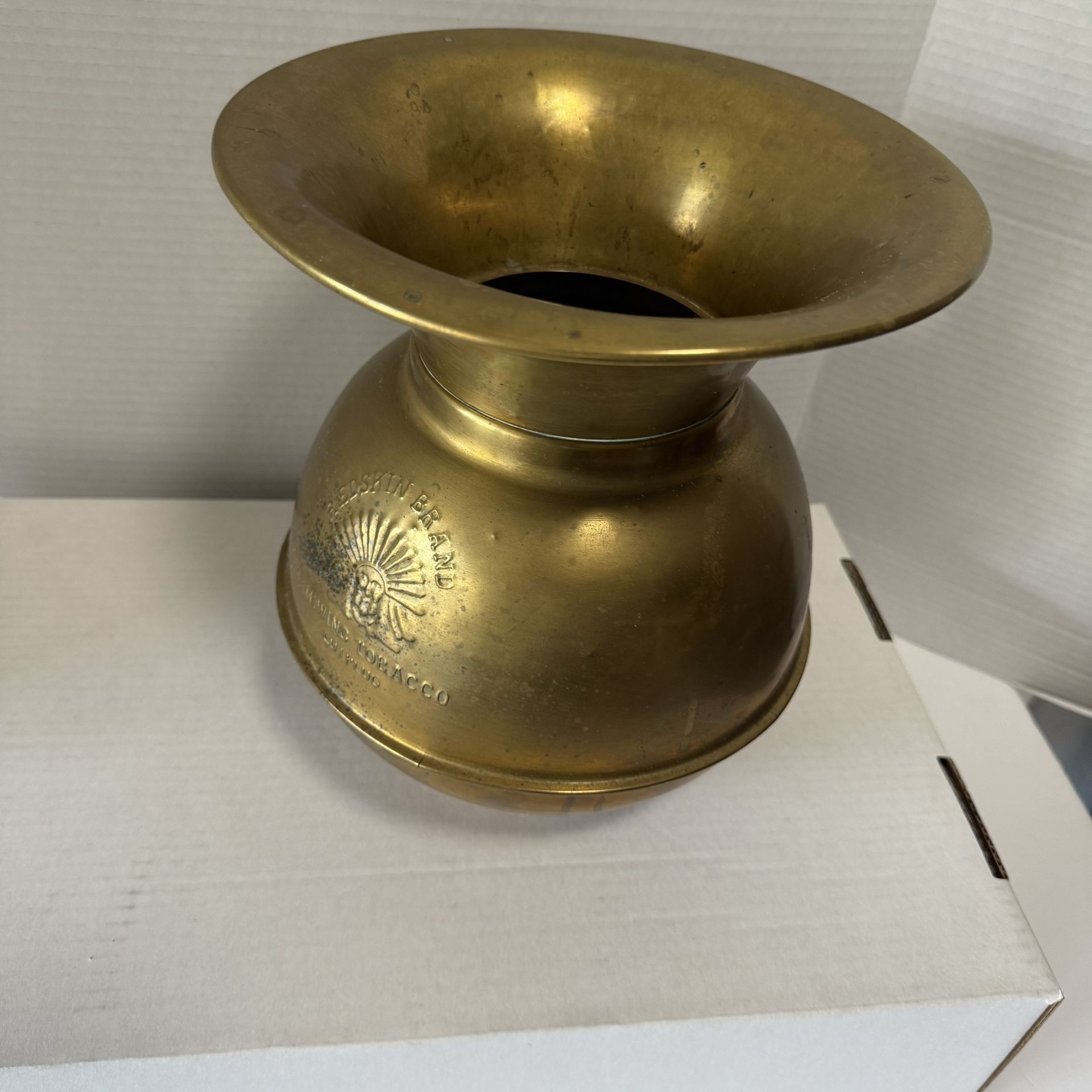 vintage redskin brand chewing tobacco spittoon Red Skin SPITTOON “REDSKIN BRAND CHEWING TOBACCO”