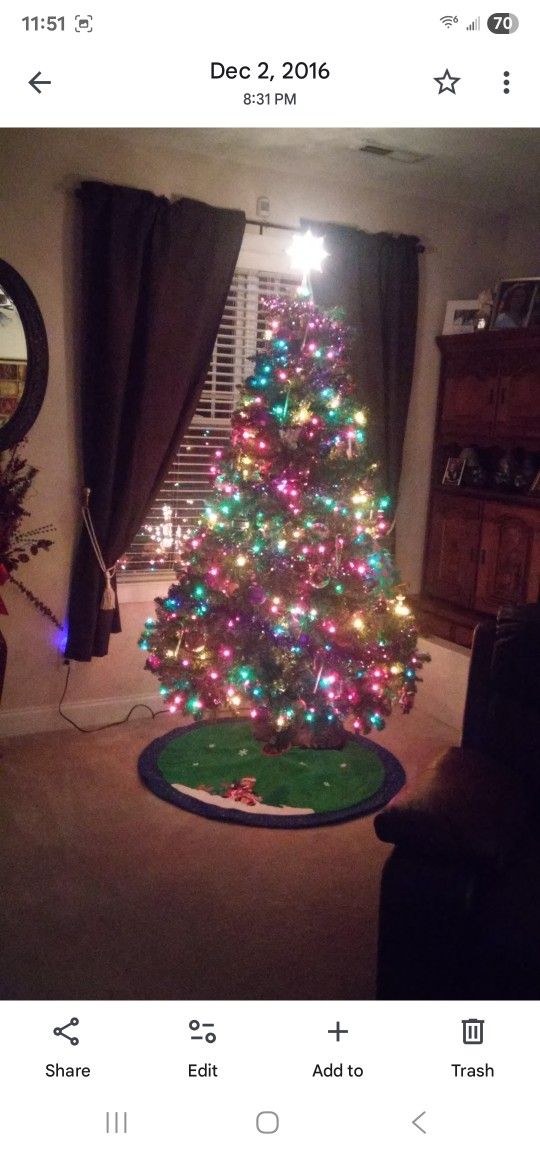Christmas Tree With Lights, Star And Skirt