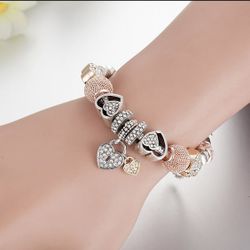 Heart Shape Like Pandora Bracelet Charm Rose GOLD Hearts Pendant 