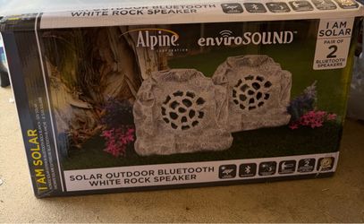 Alpine Solar Bluetooth Outdoor Rock Speakers – Pair of 2 – New in Box