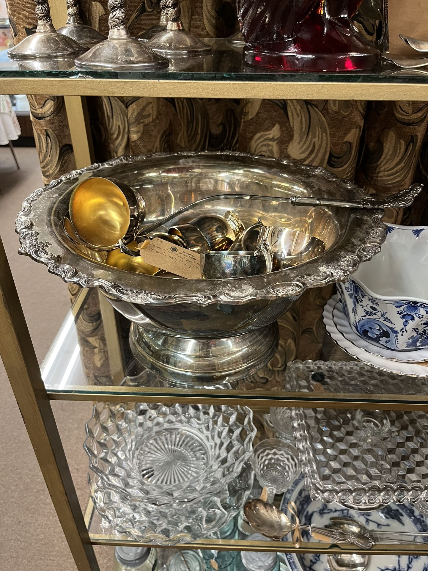 Vintage Silver Plated Punch Bowl Set