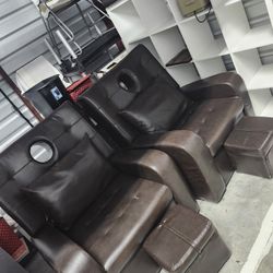Leather Chairs/leg Rests/ottoman