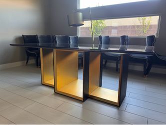 Modern Black and Gold Dining Table with 9 Velvet Wingback Chairs- MOVING TRYING TO GET RID OF ASAP