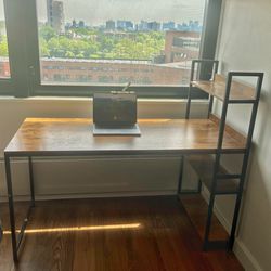 Desk, with built-in bookshelf
