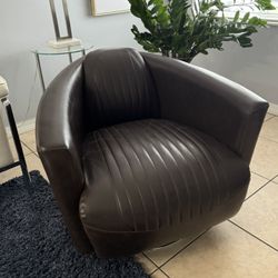 Two Genuine Leather Accent Chairs 
