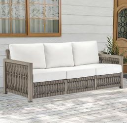 Assembled New Outdoor Aluminum 3-Seat Sofa, Patio Couch with 5.9'' Thick Cushions Weather-Resistant