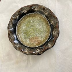 Hand Made in USA Ceramic and Glass Geode Style Ashtray or Trinket Dish