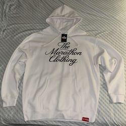 Marathon Stacked Script Hoodie - White/Black