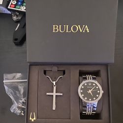 Bulova Watch And Necklace 