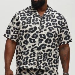 Pixel Surge Cuban Collar Short Sleeve Shirt - Cream/combo