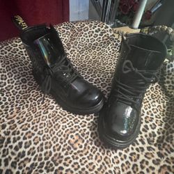 Children Black Hologram Doc Martins Boot