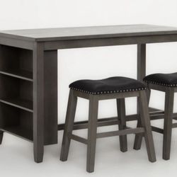 Grey Counter Height Dining With Shelves & 2 Stools $390  OBO