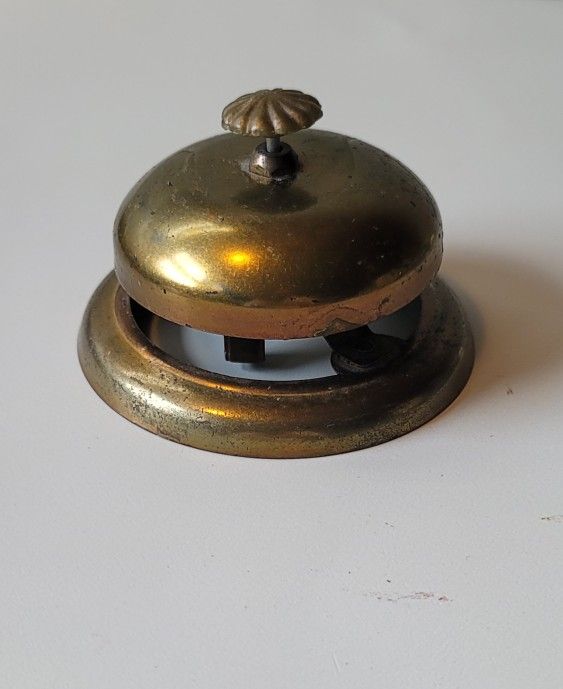 Vintage 1940s FORT 120 Brass Service Bell Front Desk Hotel Counter Mid Century