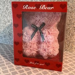 Pink Fake Rose Bear