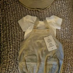 H&M Baby ROMPER W/Hat Organic Cotton Unisex 4-6 Months