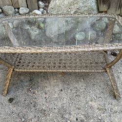 Nice Little Raton With Glass Top Outdoor Coffee Table Side Table
