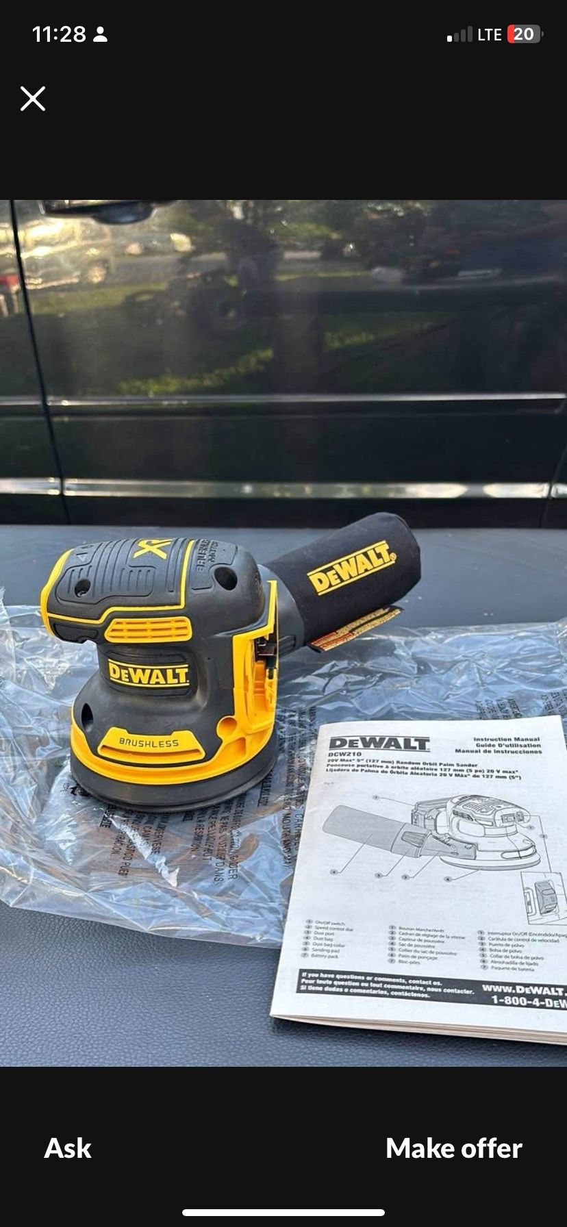 New DEWALT DCW210B 20V MAX XR Li-Ion Brushless Cordless 5" Random Orbit Sander