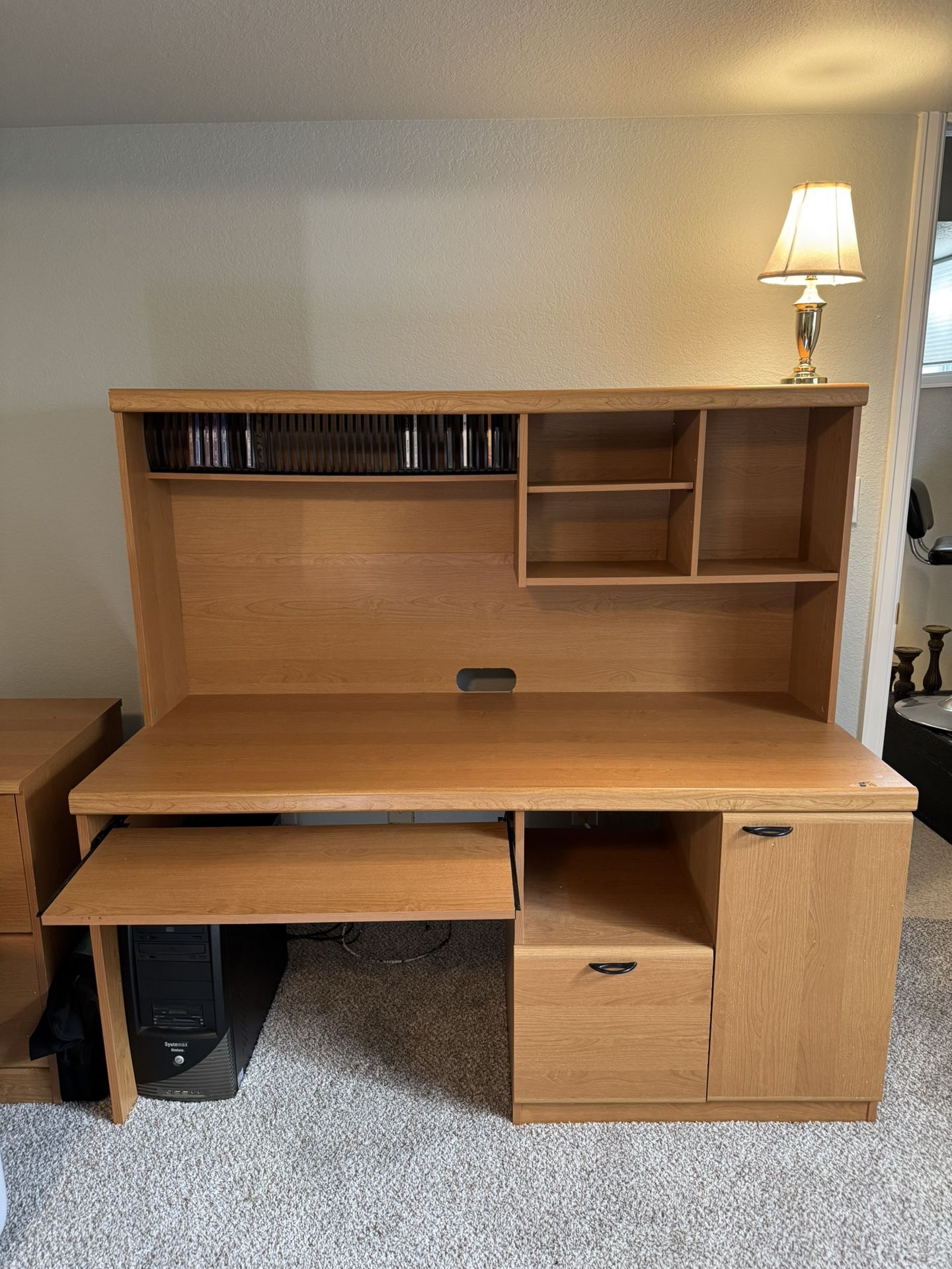 60" Office Desk with Cabinet/Hatch