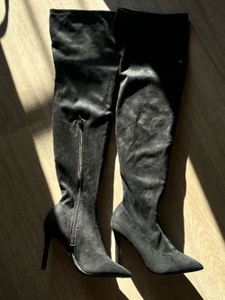Black Suede Over-the-Knee Stiletto Boots