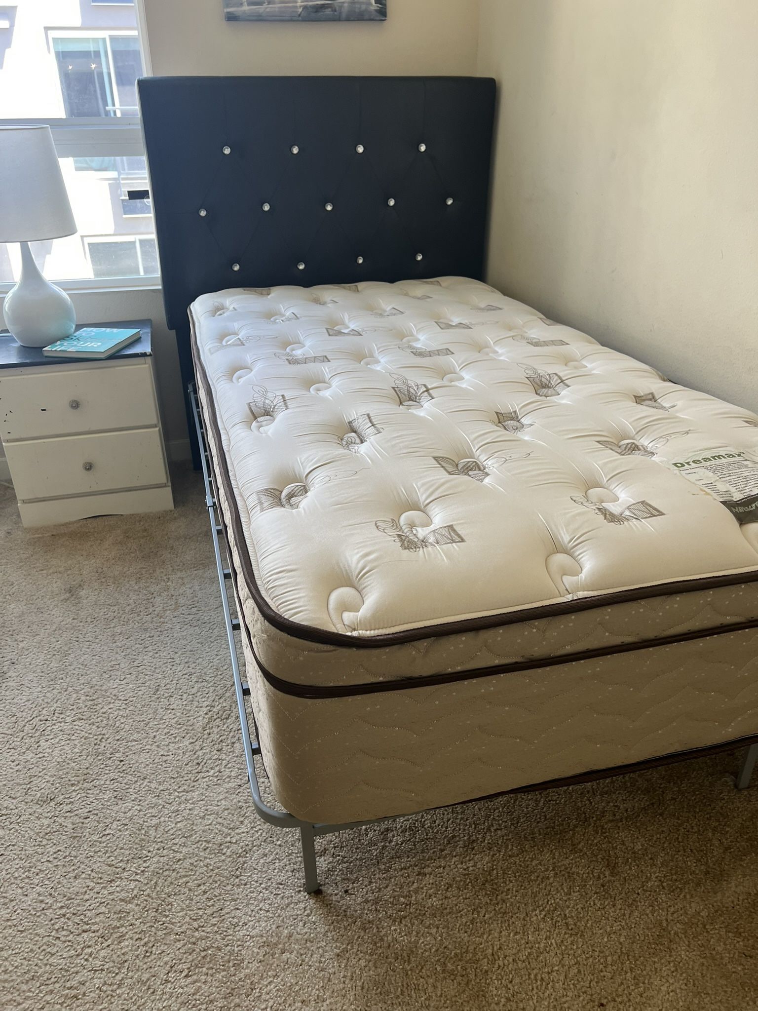 Twin Headboard, Mattress, & Metal Frame! 