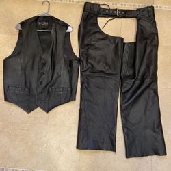 L Wilson leather vest $40,  2X Eagle leather Riding chaps $60