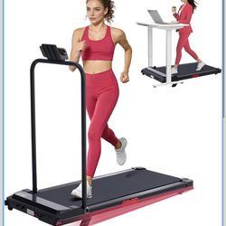 Walking Pad with Handle Bar and Incline, 3.0HP Under Desk Treadmill for Home Small Space, 0.6-7.6MPH Portable Walking Pad Treadmill with Handles, 350L