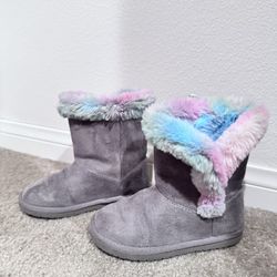 Rainbow Fur Warm Girl Boots Size 13C