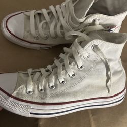 White Converse High top size 9