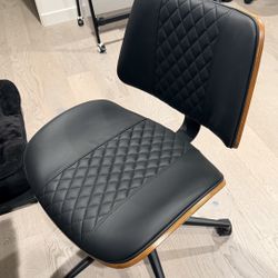 Modern Walnut + Leather Office Chair