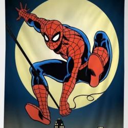 Spider-Man Swing Into Action Comic Acrobatic Chaos Scene Wall Tapestry 20"× 28"