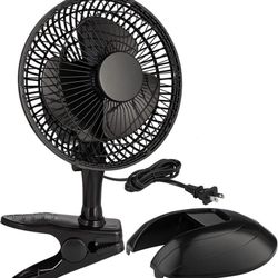 Portable Desk and Clip on Fan 6 Inch,  Quiet Plug In, Cooling Fan 2 Speed, Adjustable Tilt, Black