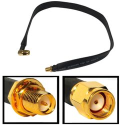 RP-SMA male to RP-SMA female 1-pack flat window coaxial extension pigtail 18 inch length