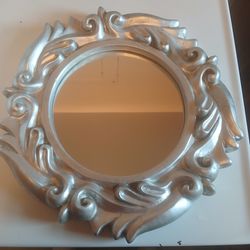 Vintage Baroque Style Ornate Round Wall Mirror