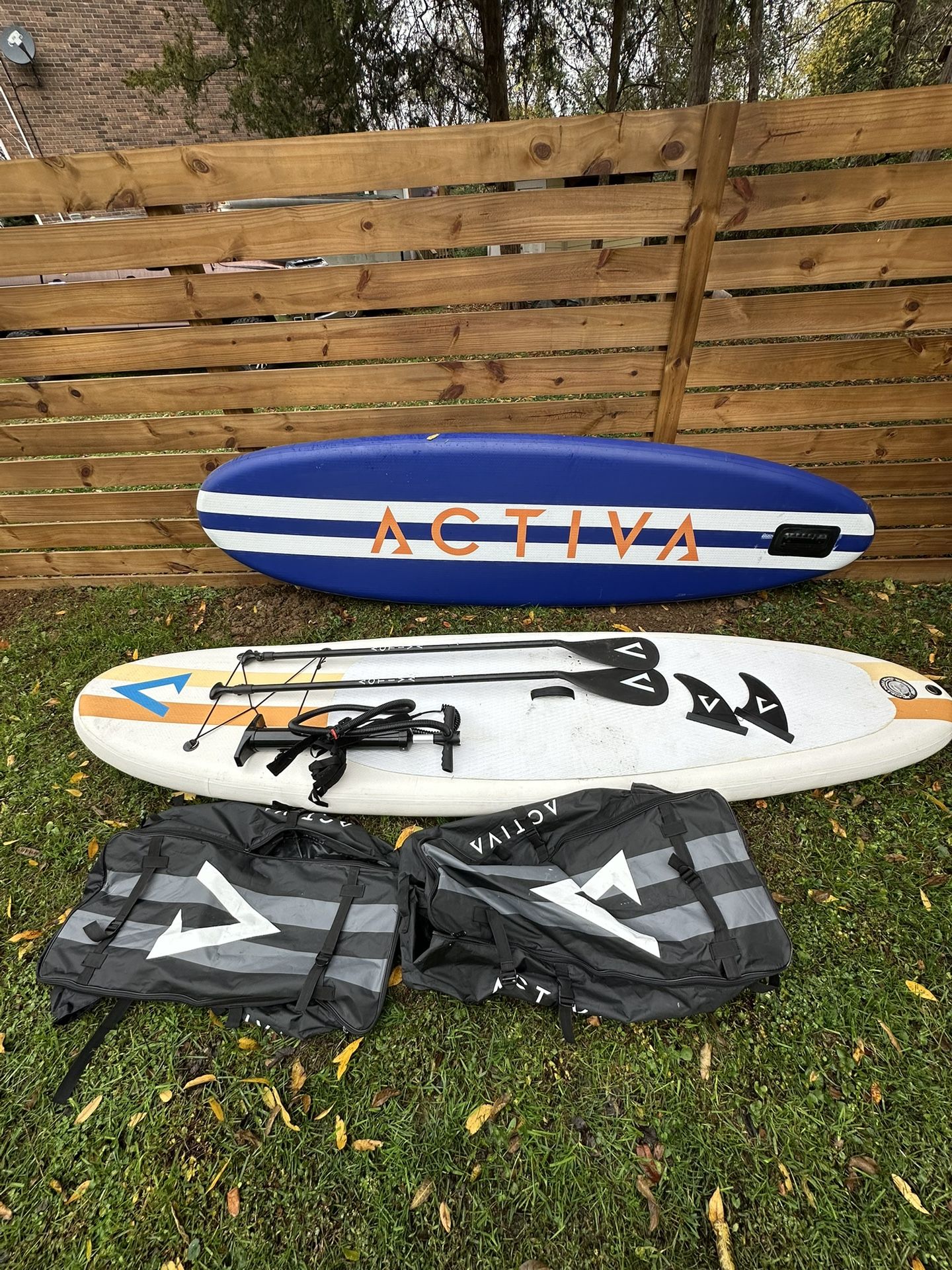 (2) ACTIVA Inflatable Stand Up Paddleboards With Accessories