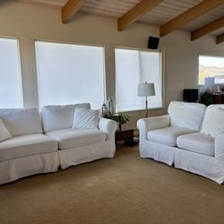 Bassett Slipcovered Sofa and Loveseat