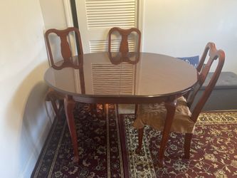 Dining table and 4 chairs- brown, medium size