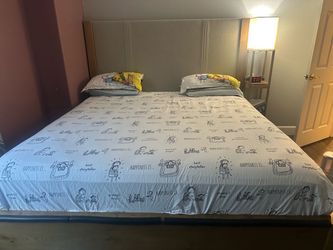 King Size Bed Frame with Upholstered Headboard