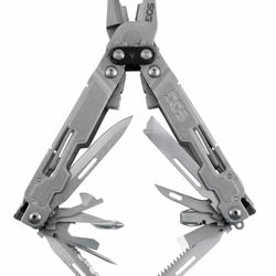 SOG PowerAccess Deluxe All-Around Heavy Duty Stainless Steel Multi-Tool w/Nylon Sheath, Two Knife Blades, Can & Bottle Opener, Stone Wash