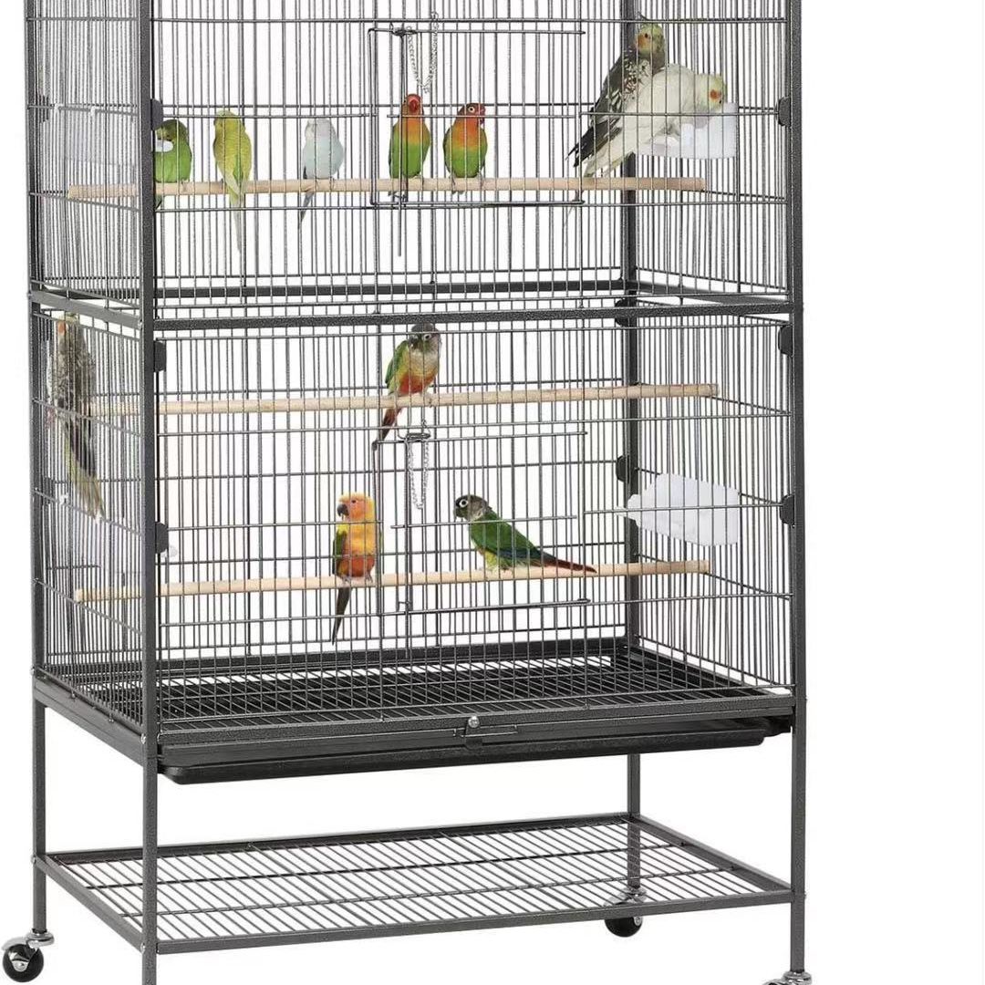 52-inch Wrought Iron Standing Large Flight King Bird Cage for Cockatiels African Grey Quaker Amazon Sun Parakeets Green Cheek Conures Pigeons Parrot B