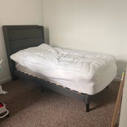Twin Upholstered Bed Frame with Headboard