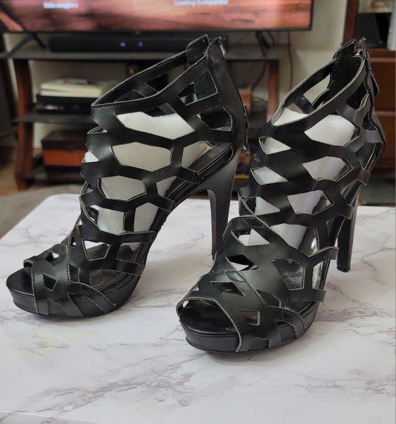 Simply Vera Wang Stiletto Black Strappy Heels